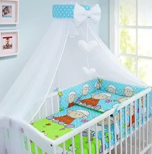 10Pcs Baby Bedding Set 100% Cotton Fit Cot 120x60cm Sheep Turquoise