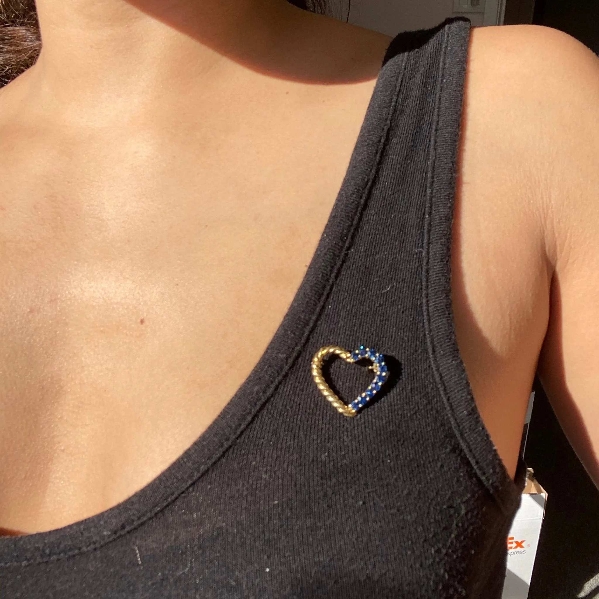 1.25ctw Vintage Tiffany & Co. Sapphire Heart Brooch
