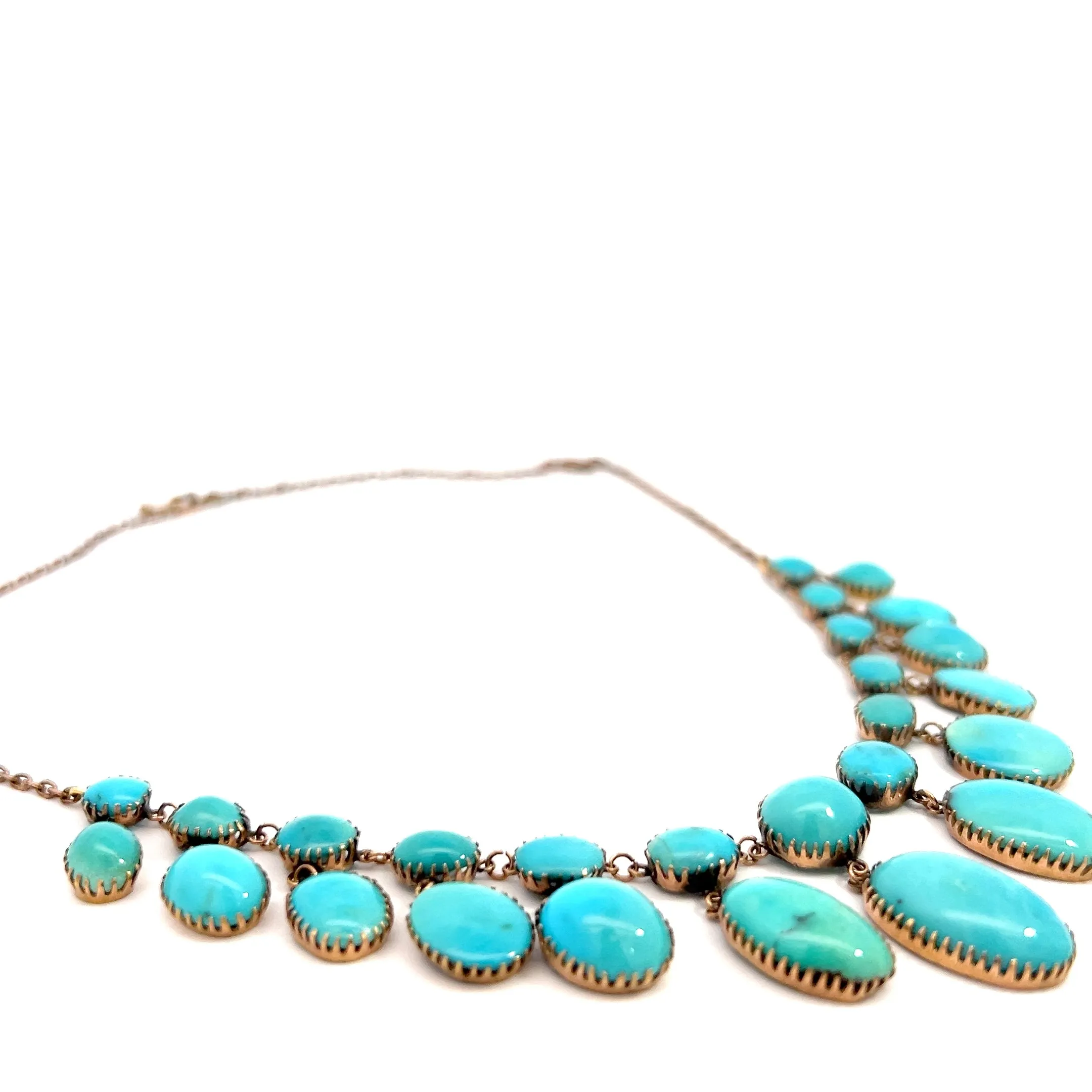14k Rose Gold Vintage Approx. 65.00ct (25) Perfectly Matching Persian Turquoise Necklace