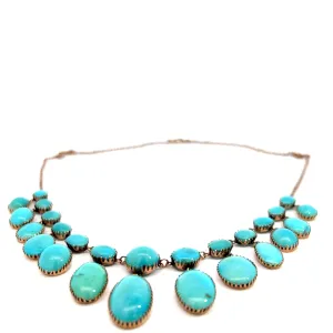 14k Rose Gold Vintage Approx. 65.00ct (25) Perfectly Matching Persian Turquoise Necklace