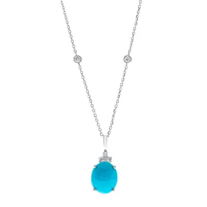 14K White Gold Turquoise Pendant