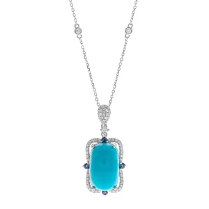 14K White Gold Turquoise Pendant