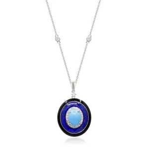 14K White Gold Turquoise Pendant