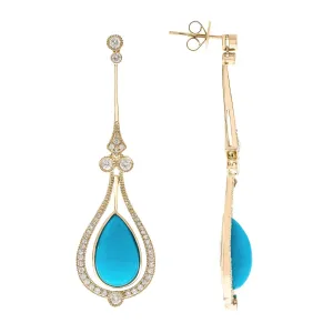14K Yellow Gold Turquoise Earrings