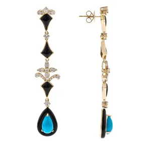14K Yellow Gold Turquoise Earrings