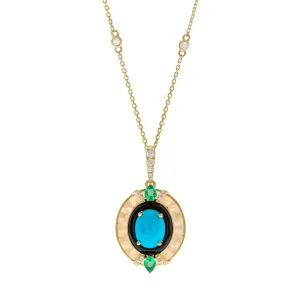 14K Yellow Gold Turquoise Pendant