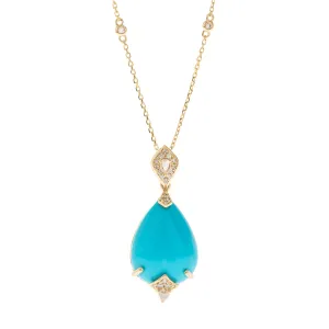 14K Yellow Gold Turquoise Pendant