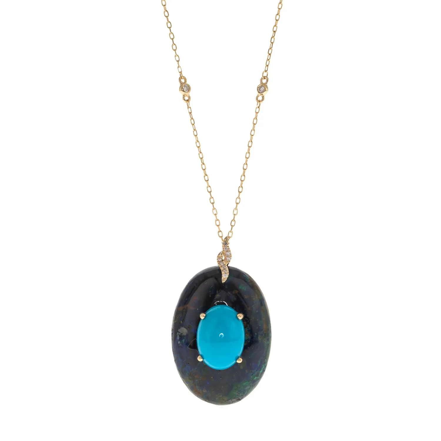 14K Yellow Gold Turquoise Pendant