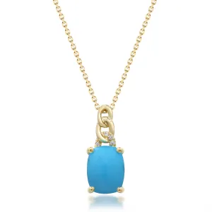 14K Yellow Gold Turquoise Pendant