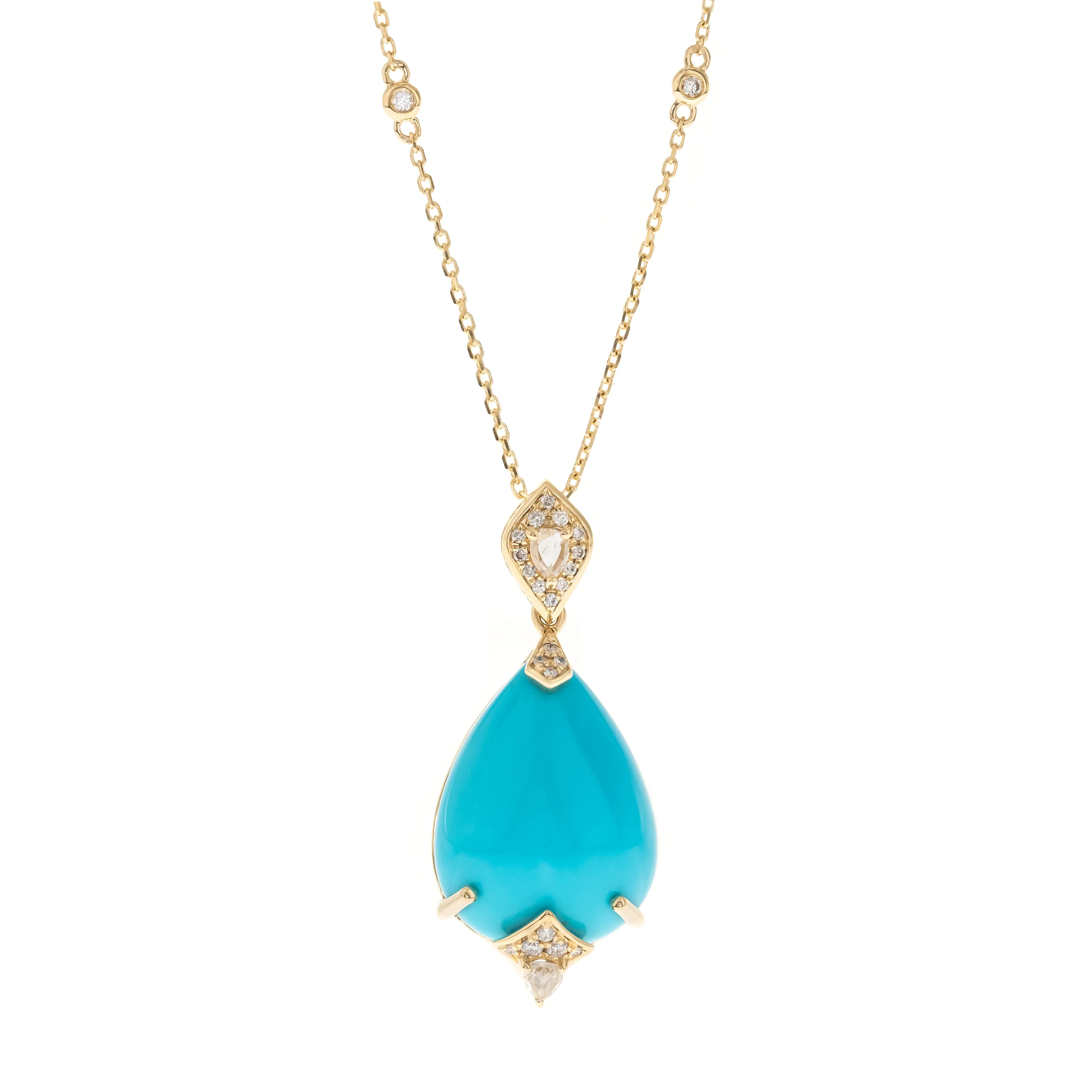 14K Yellow Gold Turquoise Pendant