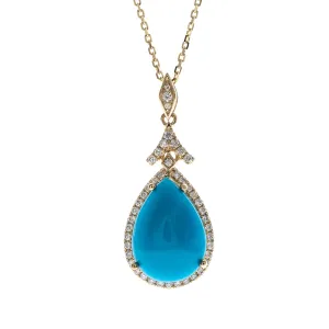 14K Yellow Gold Turquoise Pendant