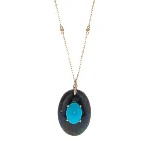 14K Yellow Gold Turquoise Pendant