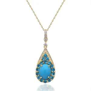 14K Yellow Gold Turquoise Pendant