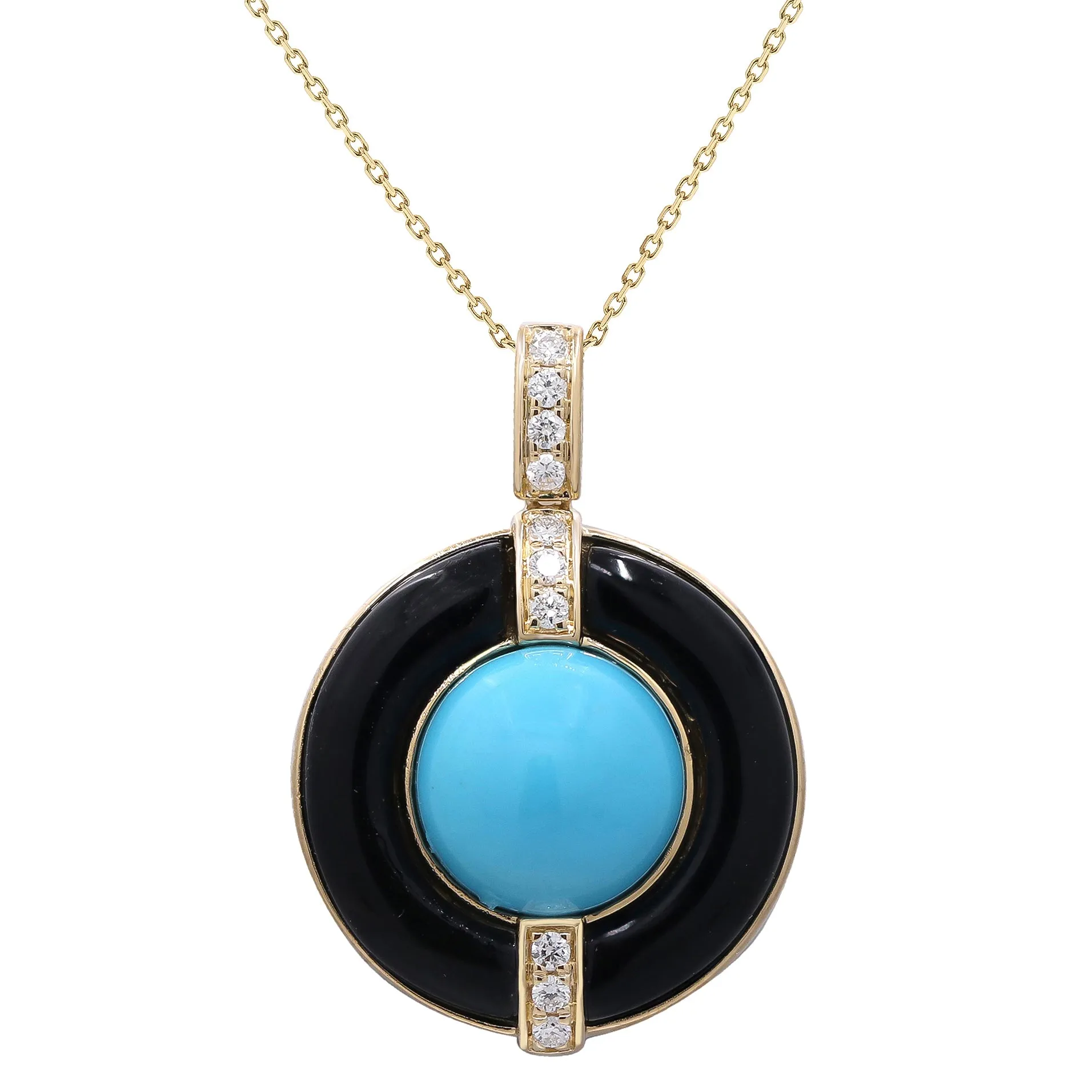 14K Yellow Gold Turquoise Pendant