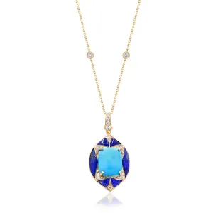 14K Yellow Gold Turquoise Pendant