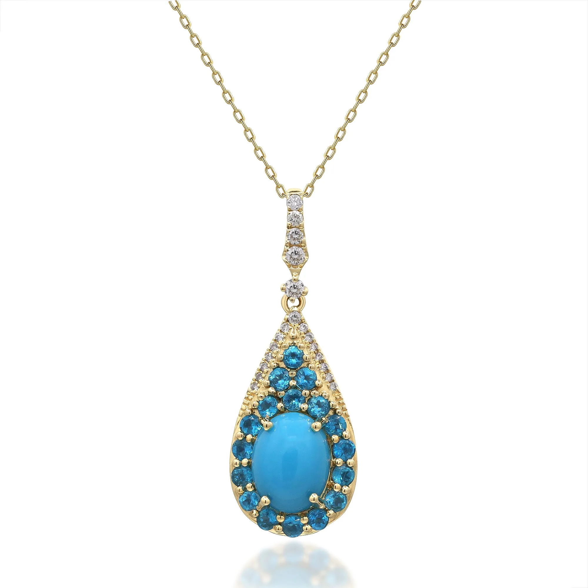 14K Yellow Gold Turquoise Pendant