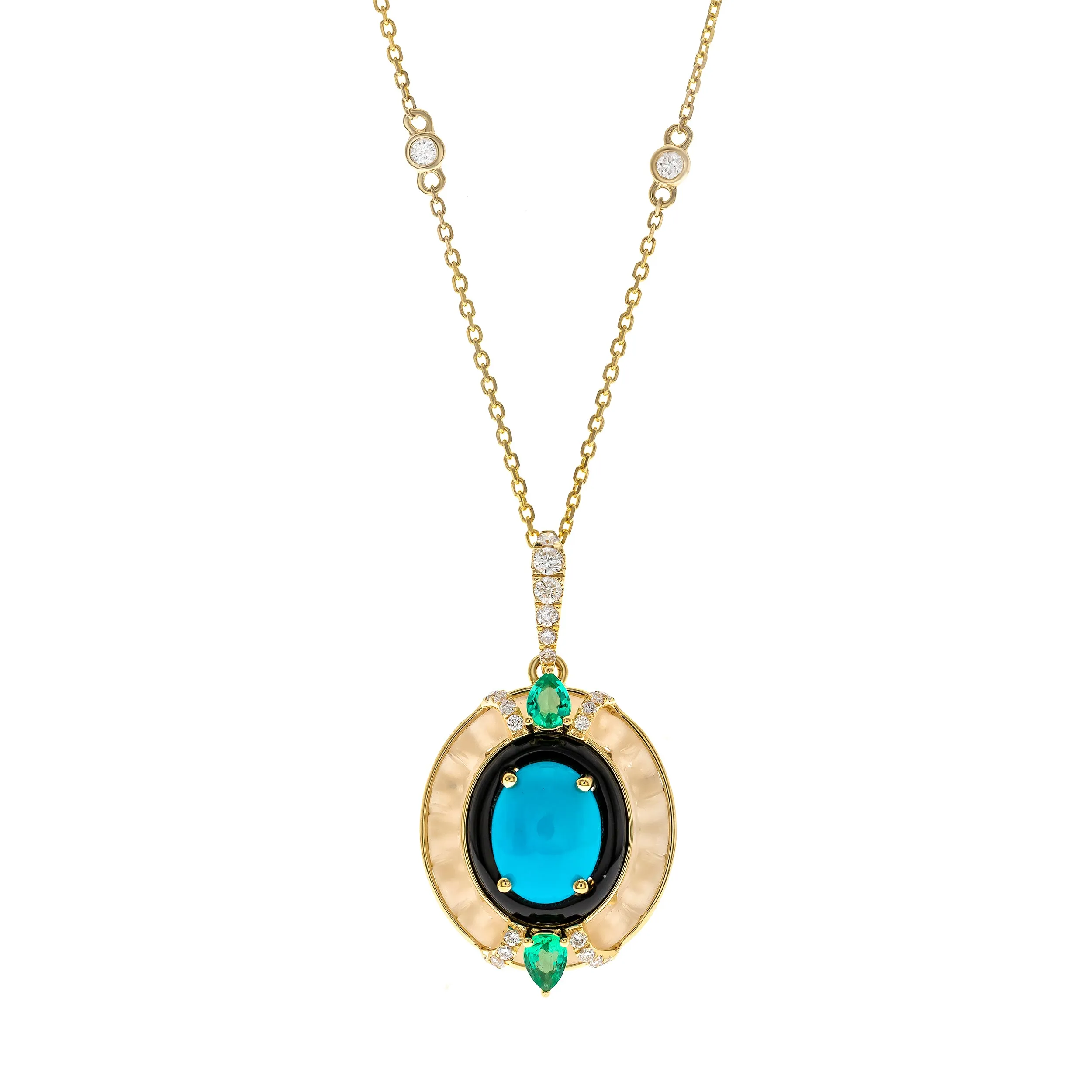 14K Yellow Gold Turquoise Pendant