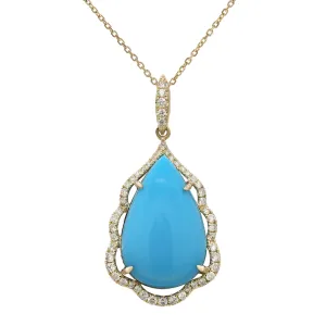 14K Yellow Gold Turquoise Pendant