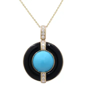 14K Yellow Gold Turquoise Pendant