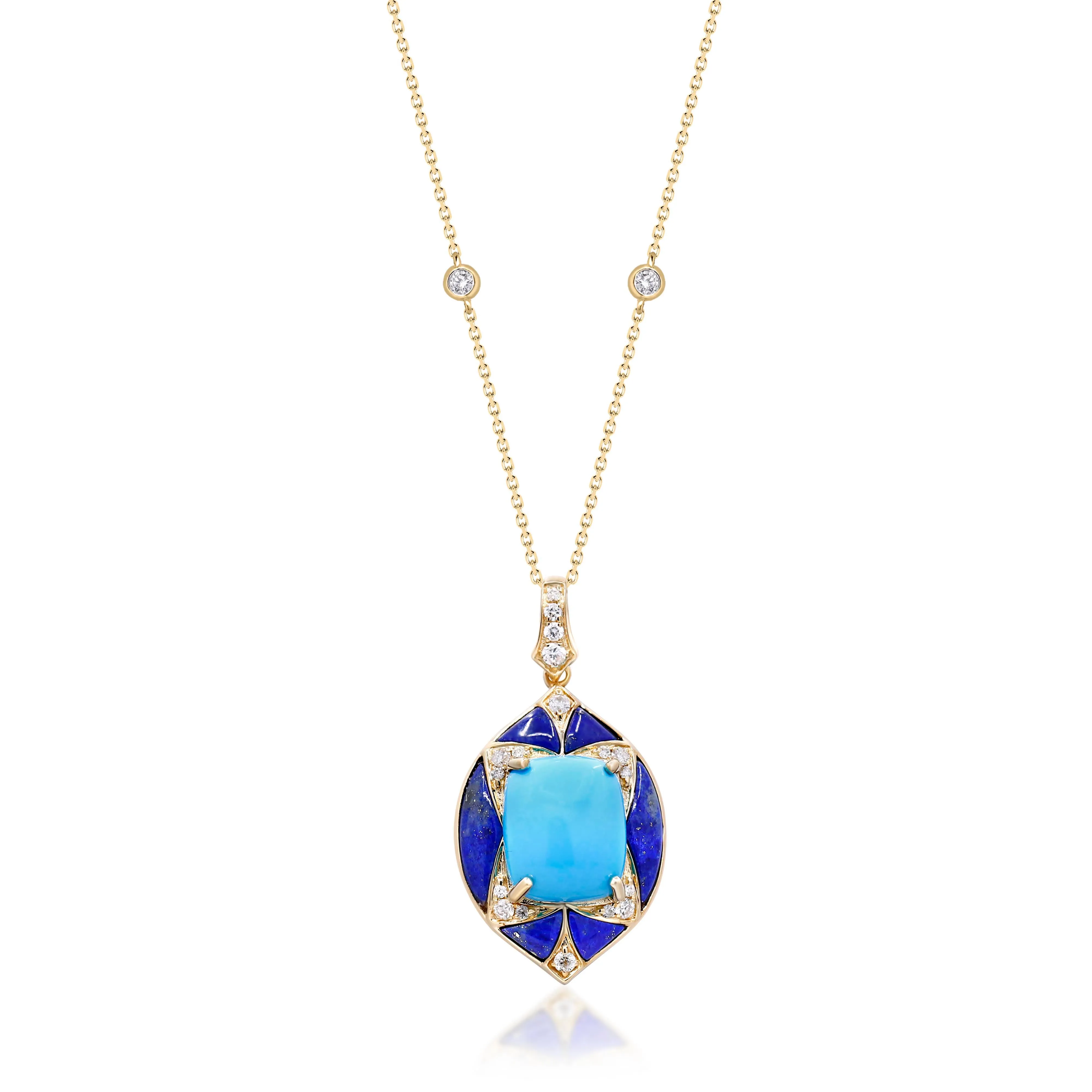 14K Yellow Gold Turquoise Pendant
