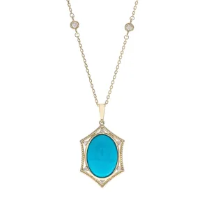 14K Yellow Gold Turquoise Pendant