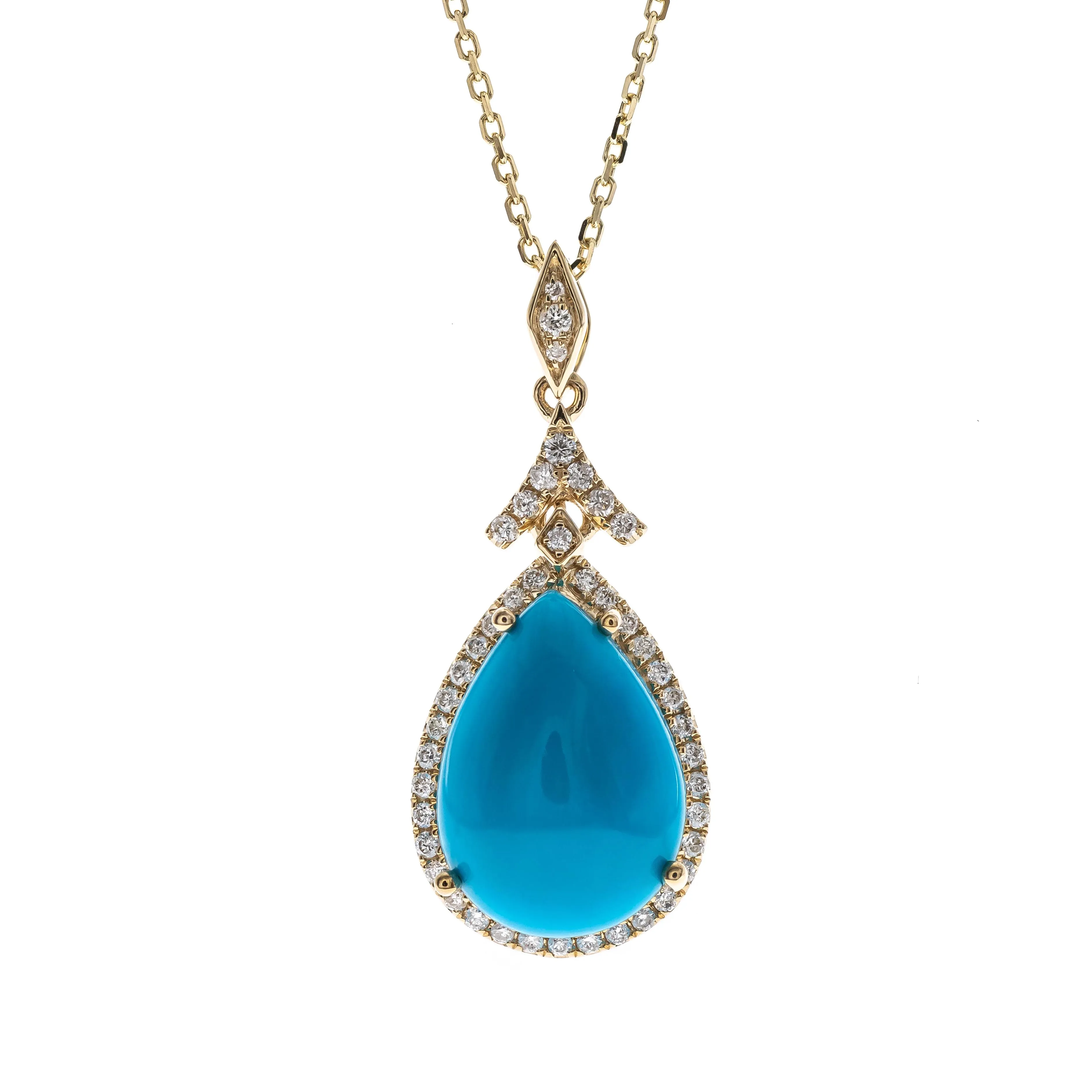14K Yellow Gold Turquoise Pendant