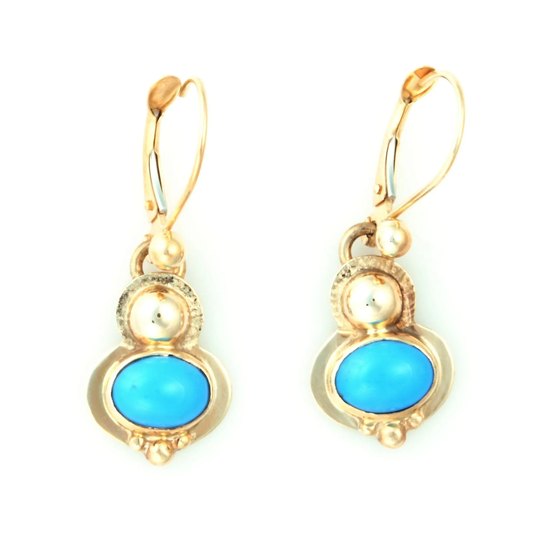 14kt Gold Turquoise Dangle Gemstone Earrings