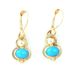 14kt Gold Turquoise Dangle Gemstone Earrings