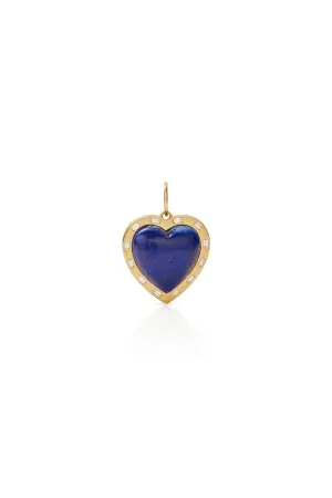 14KY Lapis Heart With Baguette Halo Charm