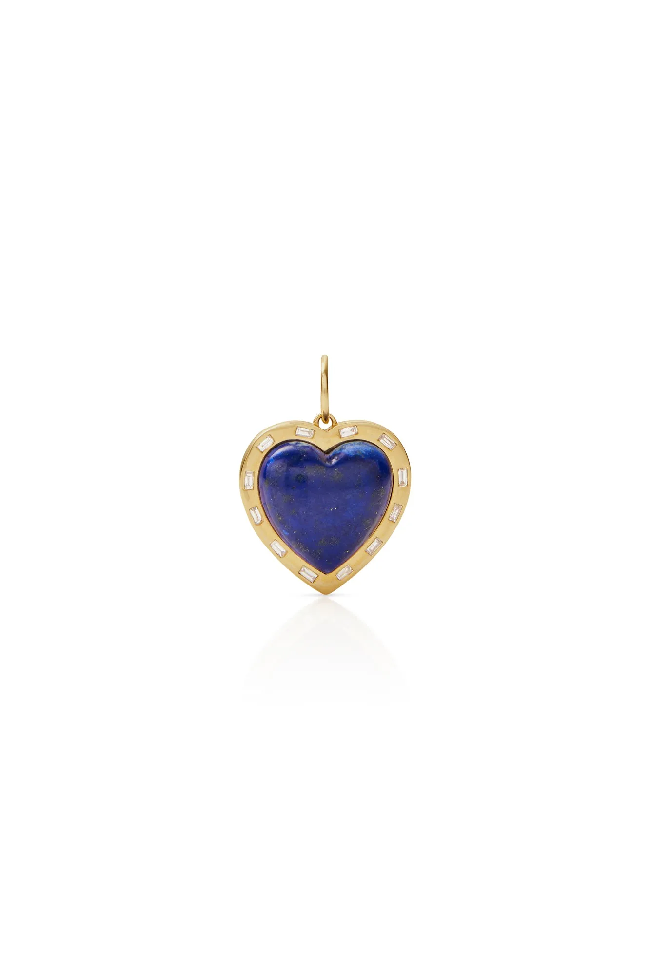 14KY Lapis Heart With Baguette Halo Charm