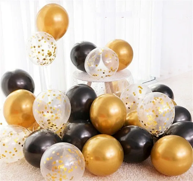 18pcs 10inch Gold Silver Pink Chrome Latex Balloons