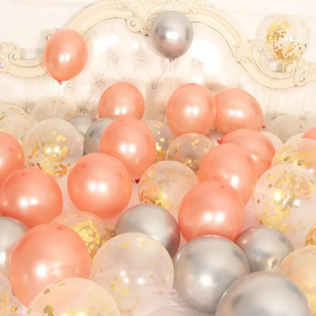 18pcs 10inch Gold Silver Pink Chrome Latex Balloons