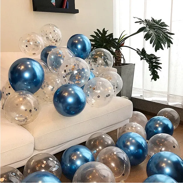 18pcs 10inch Gold Silver Pink Chrome Latex Balloons