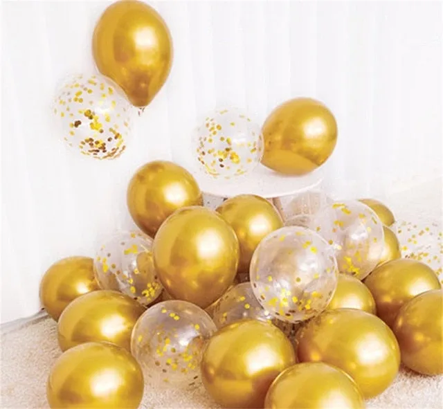 18pcs 10inch Gold Silver Pink Chrome Latex Balloons