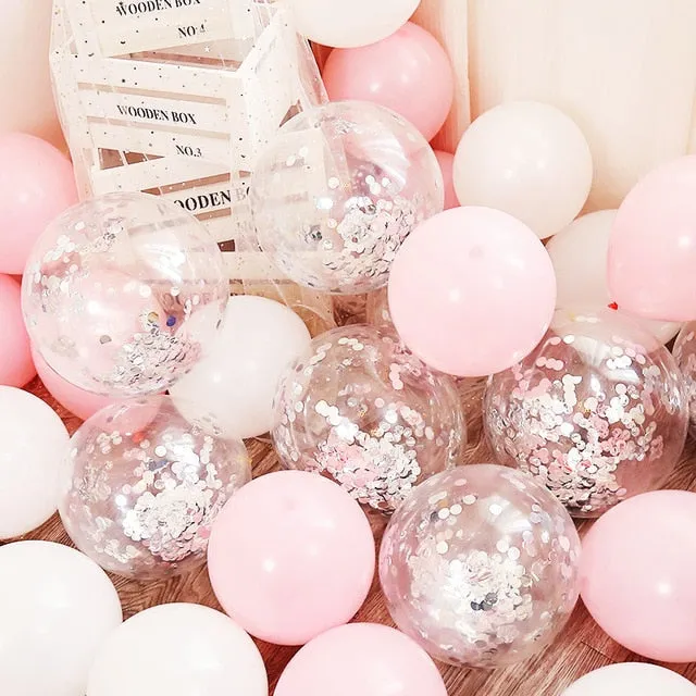 18pcs 10inch Gold Silver Pink Chrome Latex Balloons