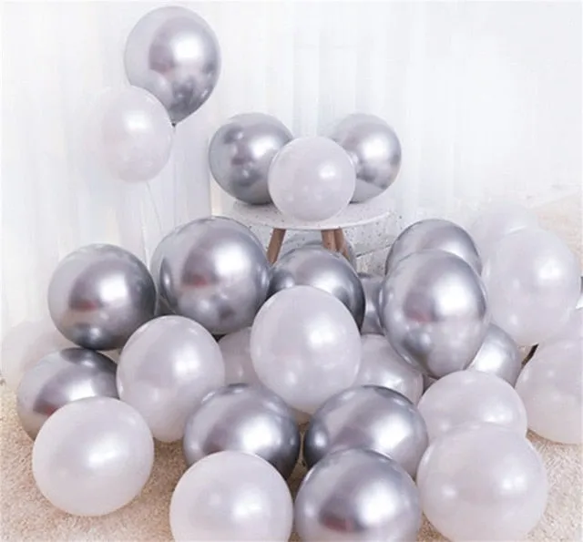 18pcs 10inch Gold Silver Pink Chrome Latex Balloons