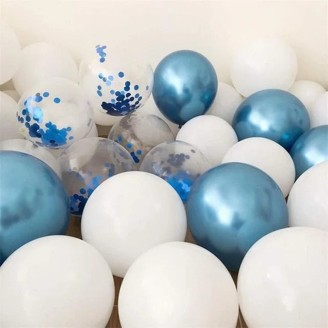 18pcs 10inch Gold Silver Pink Chrome Latex Balloons