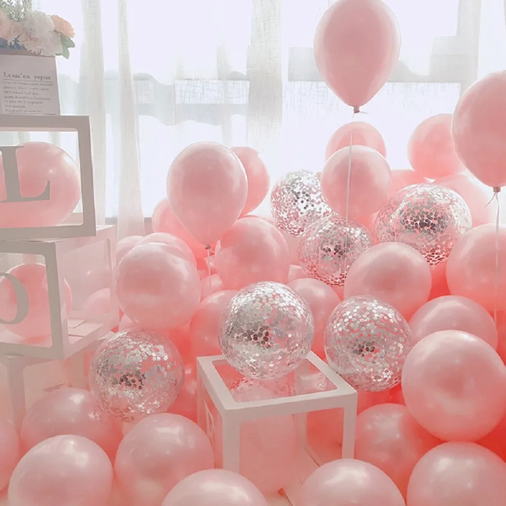 18pcs 10inch Gold Silver Pink Chrome Latex Balloons