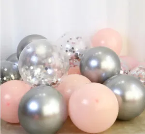 18pcs 10inch Gold Silver Pink Chrome Latex Balloons