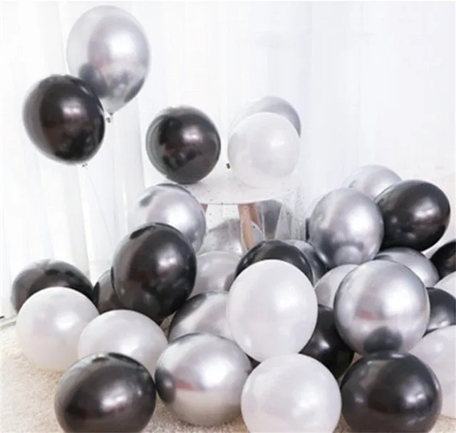 18pcs 10inch Gold Silver Pink Chrome Latex Balloons