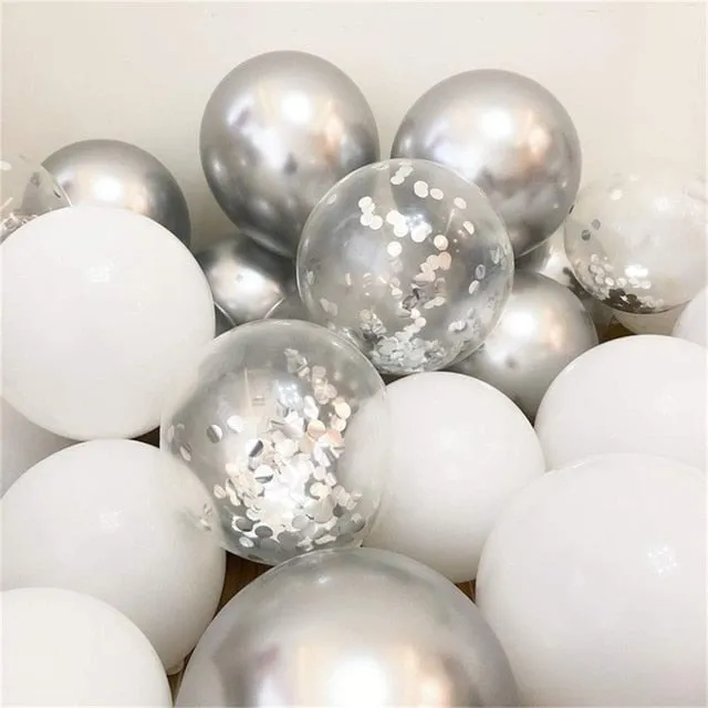 18pcs 10inch Gold Silver Pink Chrome Latex Balloons