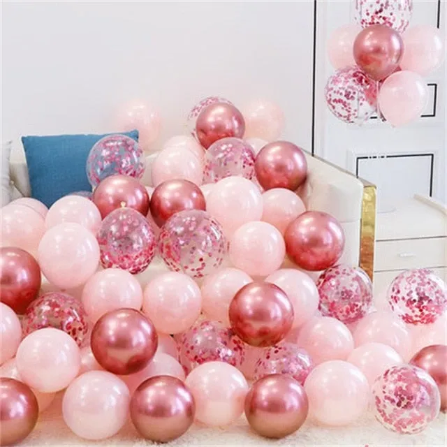 18pcs 10inch Gold Silver Pink Chrome Latex Balloons