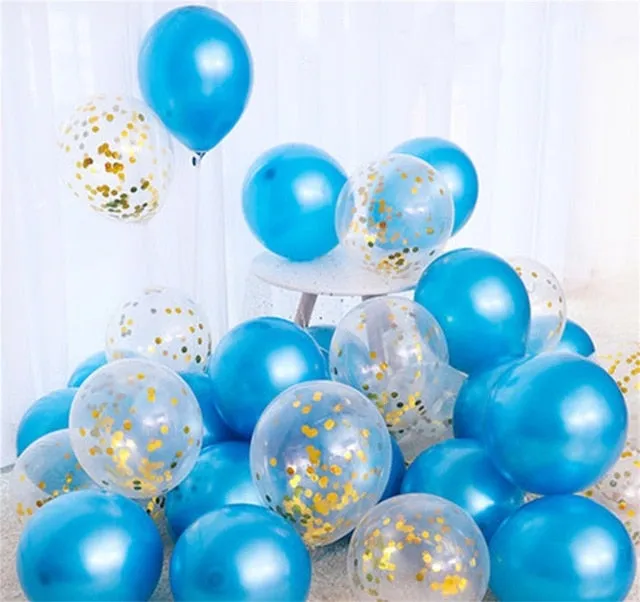 18pcs 10inch Gold Silver Pink Chrome Latex Balloons