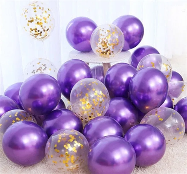 18pcs 10inch Gold Silver Pink Chrome Latex Balloons