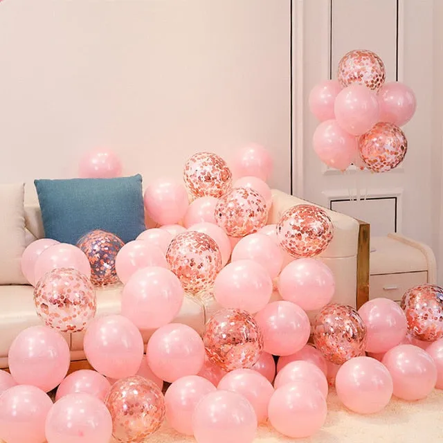18pcs 10inch Gold Silver Pink Chrome Latex Balloons