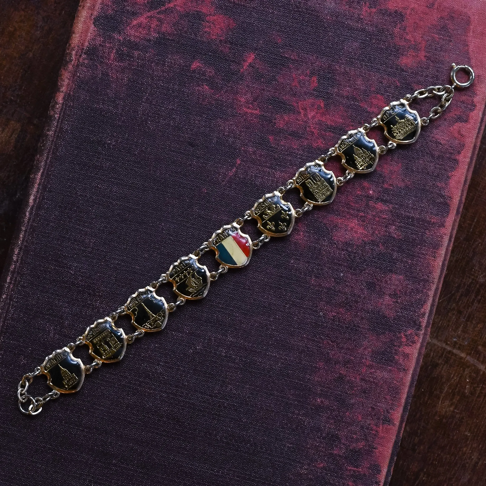 1930s Enamel PARIS Souvenir Bracelet