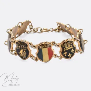 1930s Enamel PARIS Souvenir Bracelet