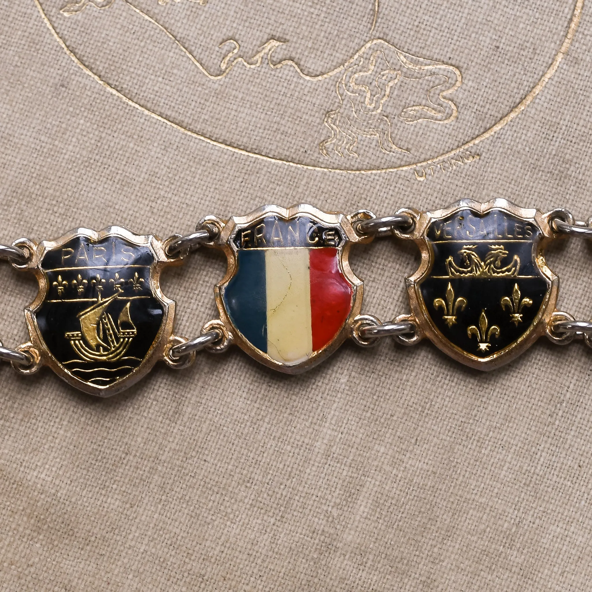 1930s Enamel PARIS Souvenir Bracelet