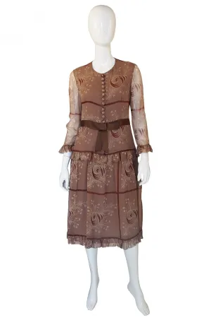 1960s Fine Barocco Silk Chiffon Day Dress
