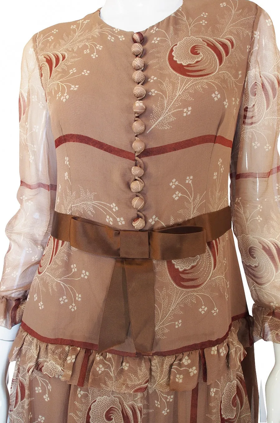 1960s Fine Barocco Silk Chiffon Day Dress